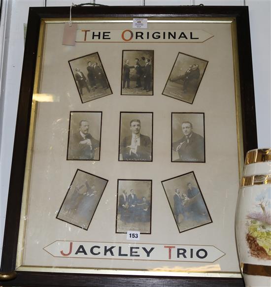 Early 20thC photograph montage for the comedians The Original Jackley Trio, overall 30.5 x 24.5in.(-)